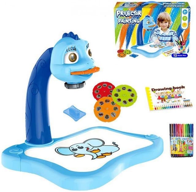 שולחן ציור הולוגרמה בנים 3 דיסקיות מנגן כולל 12 טושים