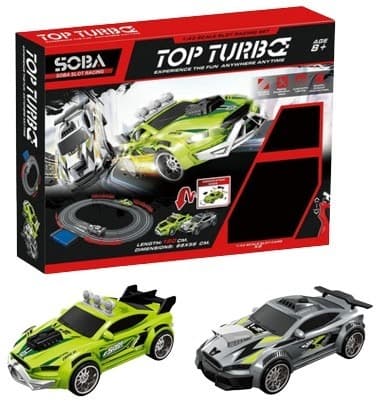 מסלול מכוניות ספורט שלט כולל 2 מכוניות ו 2 שלטים