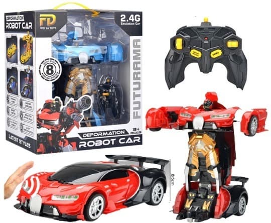 מכונית בוגאטי רובוט שלט 4 כיוונים 33 ס"מ כולל אורות ומוזיקה ומטען