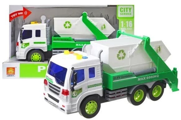 משאית זבל כולל צלילים ואורות גודל 26 ס"מ כולל סוללות