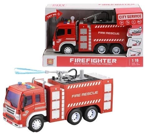 כבאית זרנוק מים כולל צלילים ואורות גודל 26 ס"מ כולל סוללות