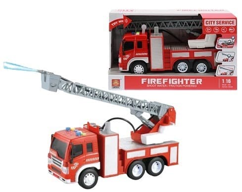 כבאית סולם זרנוק מים כולל צלילים ואורות גודל 26 ס"מ כולל סוללות