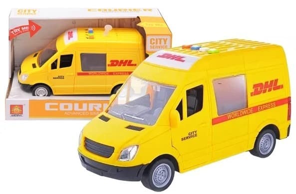 מכונית משלוחים DHL כולל צלילים ואורות גודל 22 ס"מ כולל סוללות