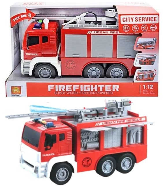 כבאית יורה מים כולל צלילים ואורות גודל 31 ס"מ כולל סוללות