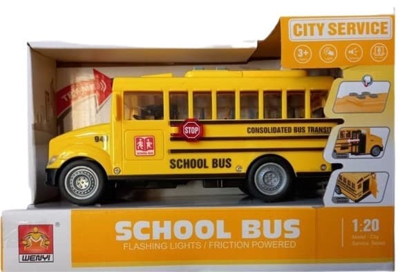 אוטובוס בית ספר כולל צלילים ואורות גודל 19 ס"מ כולל סוללות