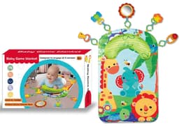 שטיח בנים כחול לתינוק כולל כרית ורעשנים