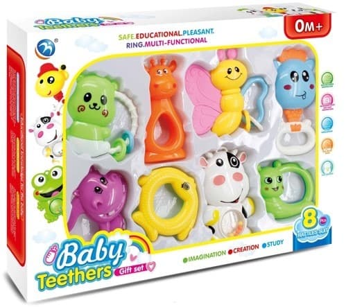 רעשנים לתינוק חיות 8 יחידות