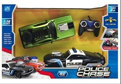 זוג מכוניות שלט מרדף משטרתי 4 כיוונים גודל מכונית 27 ס"מ