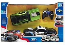 זוג מכוניות שלט מרדף משטרתי פורד מוסטנג 4 כיוונים גודל מכונית 21 ס"מ