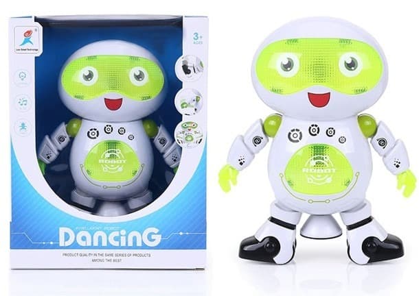 רובוט חייזר רוקד ומסתובב כולל אורות ומוזיקה