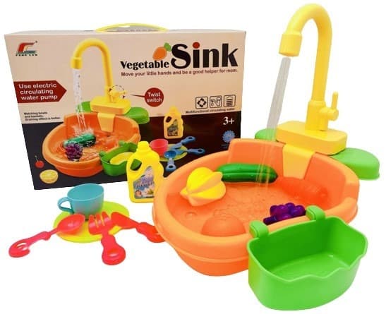 כיור עגול מייבש כלים מוציא מים כולל ירקות וכלי אוכל