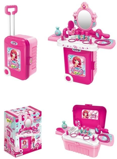 שידת איפור וטיפוח הופך למזוודה כולל פן ואביזרים כולל אורות ומוזיקה