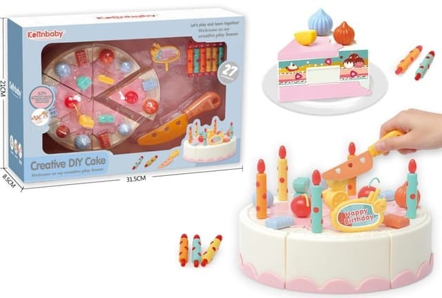 עוגת יום הולדת לחיתוך עם סקוץ כולל נרות וסכין חיתוך