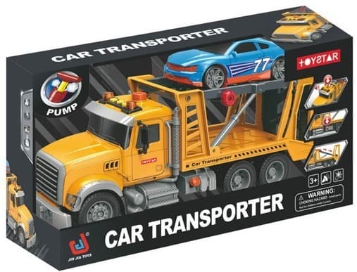 משאית מובילה מכונית כולל צלילים ואורות גודל 38 ס"מ כולל סוללות