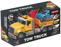 משאית גוררת מכונית כולל צלילים ואורות גודל 38 ס"מ כולל סוללות