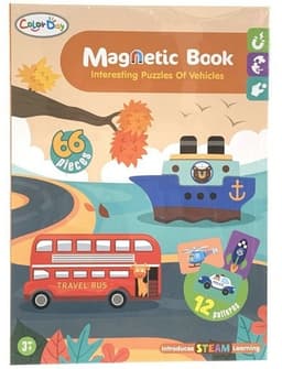 ספר פאזל מגנטי תחבורה 66 חלקים כולל 12 כרטיסיות
