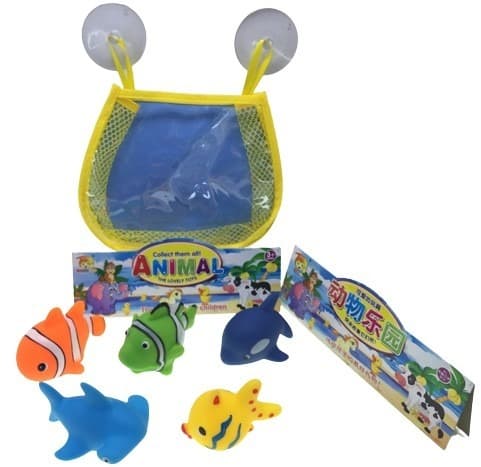 דגים מצפצפים בתיק נדבק לאמבטיה כולל 6 יחידות בתיק