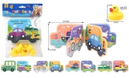 ספר אמבטיה תחבורה כולל 5 ברווזונים מצפצפים לאמבטיה