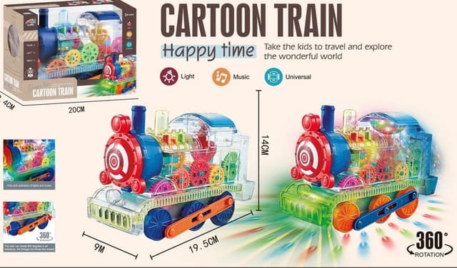 קטר גלגלי שיניים שקוף מסתובב 360 כולל אורות