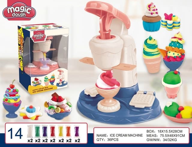 ערכת בצקים מכונת גלידה כולל כוסות ואביזרים