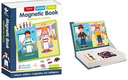 ספר פאזל מגנטי להתאמת תלבושות כולל 18 קלפים ו 55 אביזרים