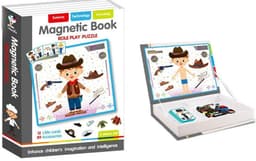 ספר פאזל מגנטי להתאמת מקצועות עבודה כולל 12 קלפים ו 89 אביזרים