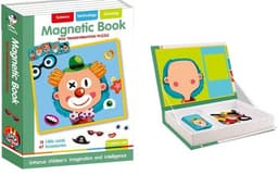 ספר פאזל מגנטי להתאמת פרצופים כולל 12 קלפים ו 67 אביזרים