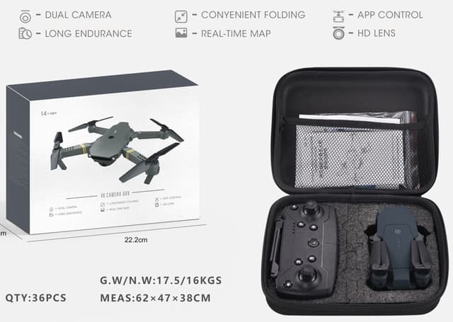 רחפן מיני מתקפל כולל 2 מצלמות 480P בתיק 22 ס"מ