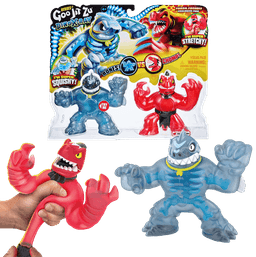 גו ג'יט זו - מארז זוגי בובות נמתחות - זוג דמויות Dino X-RAY ורפאז וטראש - Goo Jit Zu