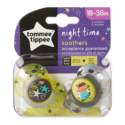 זוג מוצצים זוהרים בחושך 18-36 חודשים - ירוק ואפור