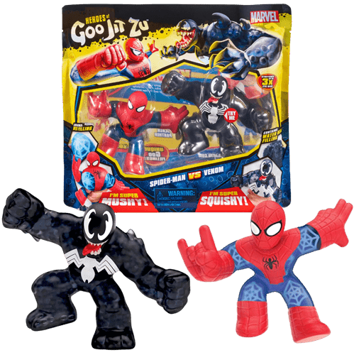 גו ג'יט זו X מארוול - מארז זוגי בובות נמתחות - סטרץ' ספיידרמן vs ונום אפל - Goo Jit Zu