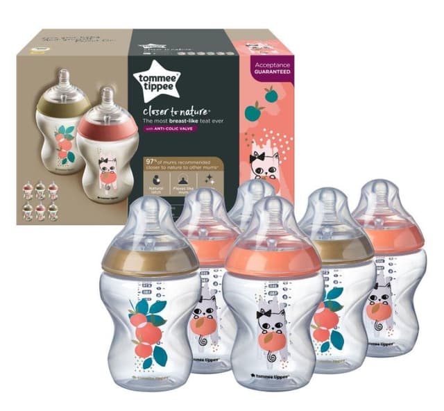 6 בקבוקי טומי טיפי ורוד זהב 260 מ"ל