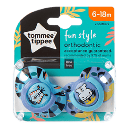 זוג מוצצים עם איורי חיות 6-18 חודשים - כחול