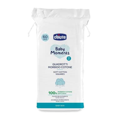 פדיות כותנה רכות לתינוק 60 יחידות - Baby Moments Soft Cotton Squares 60 PCS