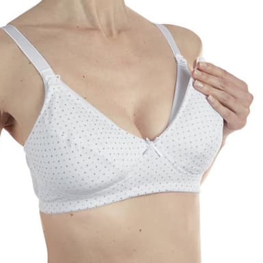 חזיית הנקה מיקרופייבר בצבע לבן עם נקודות - Nursing Microfibre Bra White