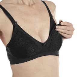 חזיית הנקה כותנה בצבע שחור עם תחרה - Nursing Cotton Bra Black