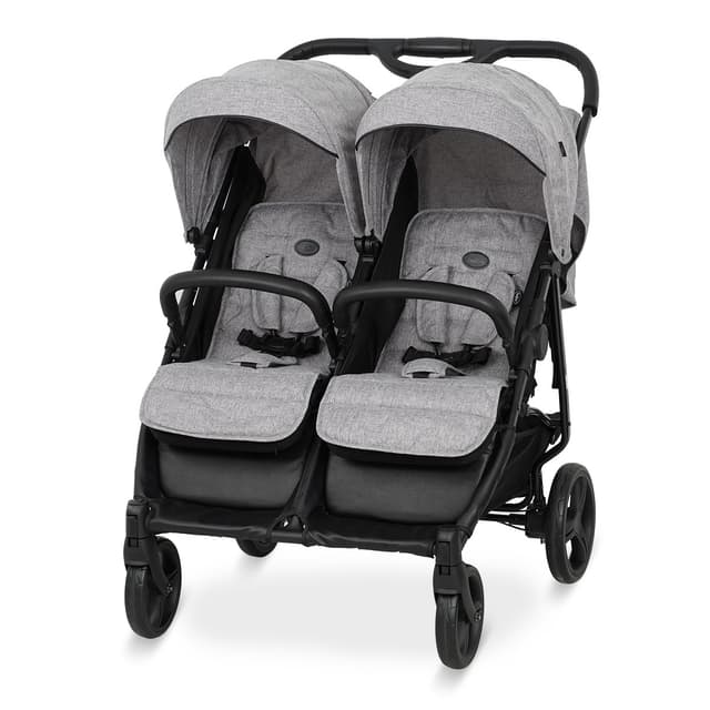 עגלת תאומים טווין פיקס אפור משולב דמוי עור שחור- ™Twin Peaks