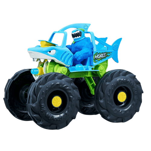 גו ג'יט זו - רכב ידני יורה חיצים - עם דמות סטרץ' טראש הכריש - Goo Jit Zu