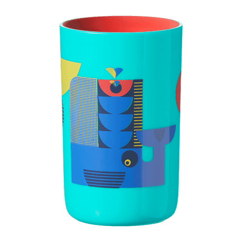 כוס 360 Tommee Tippee Easiflow חסינת דליפות ללא ידיות אחיזה - ירוק מנטה עם ציור לוויתן