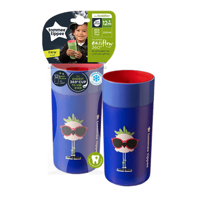 כוס 250 מ"ל 12m+ מסדרת 360 Tommee Tippee Easiflow חסינת דליפות - כחול