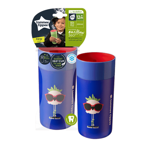 כוס 250 מ"ל 12m+ מסדרת 360 Tommee Tippee Easiflow חסינת דליפות - כחול