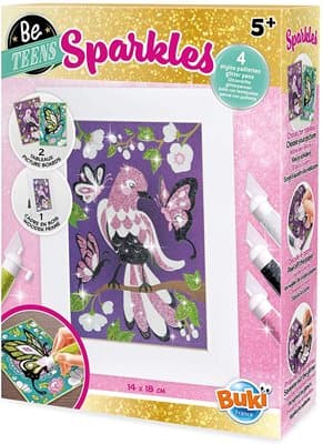 ערכה ליצרת תמונה בעזרת עט נצנצים-פרפרים וציפורים מבית בוקי צרפת Buki France