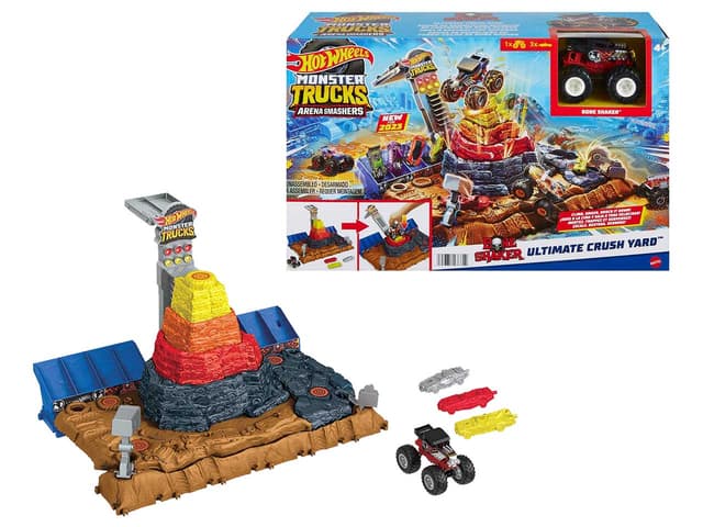 הוט ווילס מאנסטר טראק מארז חצר הריסוקים מלא בהפתעות