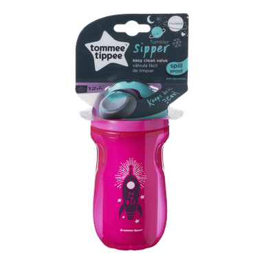 בקבוק שתייה סגול-ורוד 260 מ"ל 12m+ עם פיה מסדרת Tommee Tippee Sippee