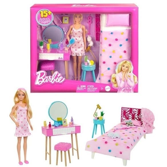 ברבי מארז חדר שינה משודרג כולל בובה