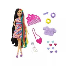 ברבי שיער מושלם שמלה פסים צבעוני