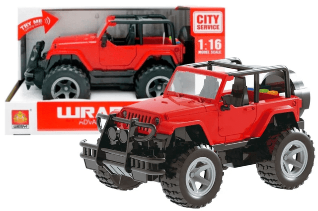 ג'יפ רנגלר כולל צלילים ואורות גודל 23 ס"מ כולל סוללות