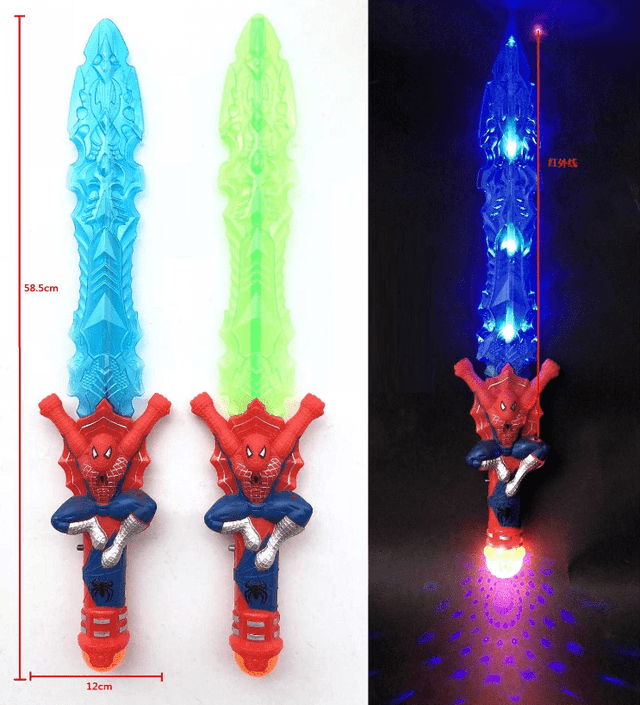 חרב עכביש כולל אורות צלילים ולייזר 58 ס"מ ללא סוללות