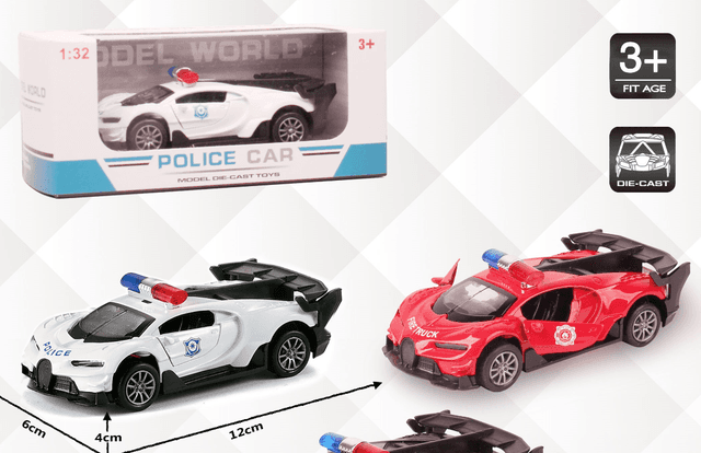 מכונית מתכת בוגאטי משטרה 11 ס"מ