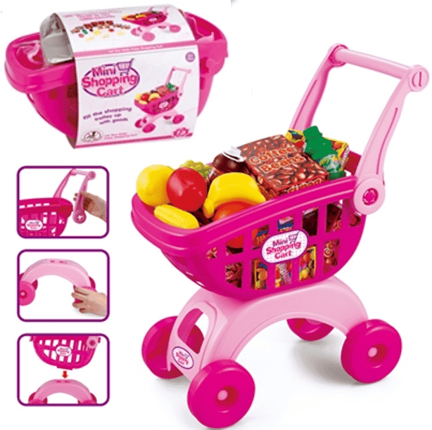 עגלת סופר וורוד בנות כולל פירות בקופסא מעוצבת 30 ס"מ